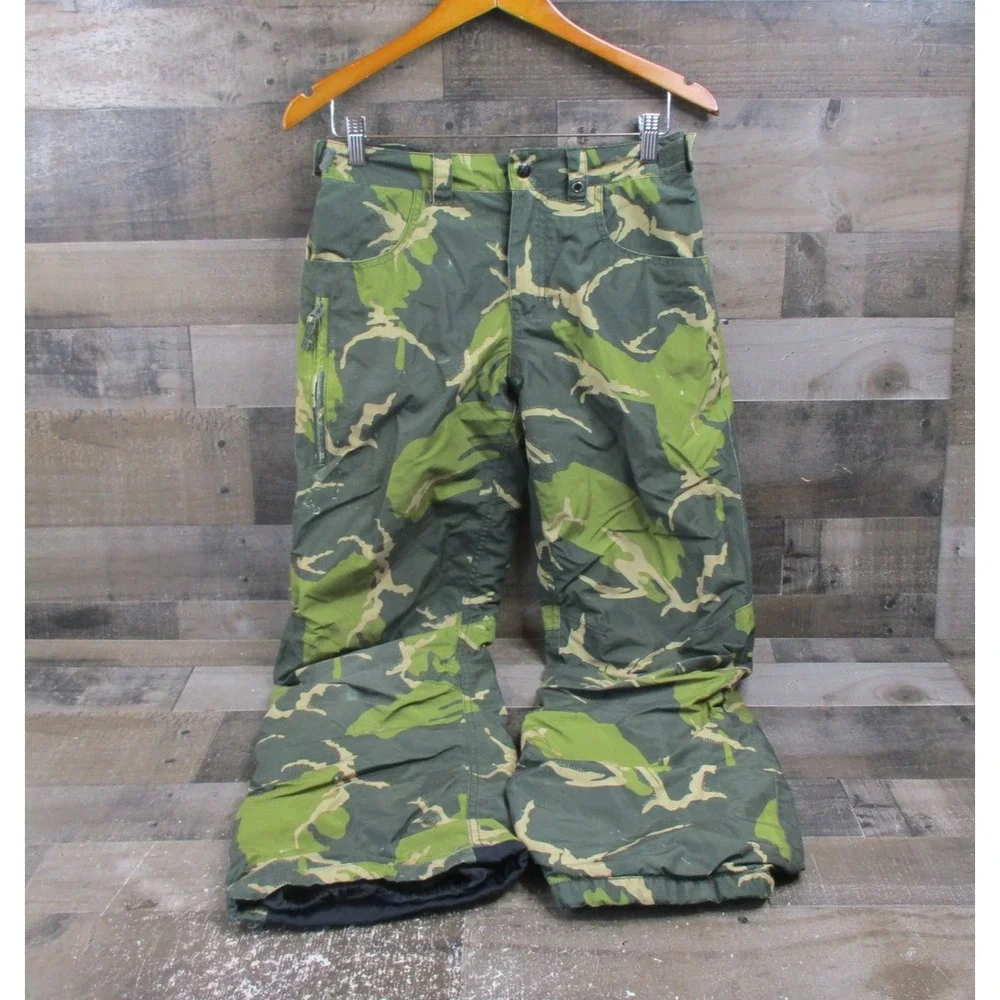 Burton Barnstorm Pants Boys XL Green Camouflage Snowboard Ski DRYRIDE Youth